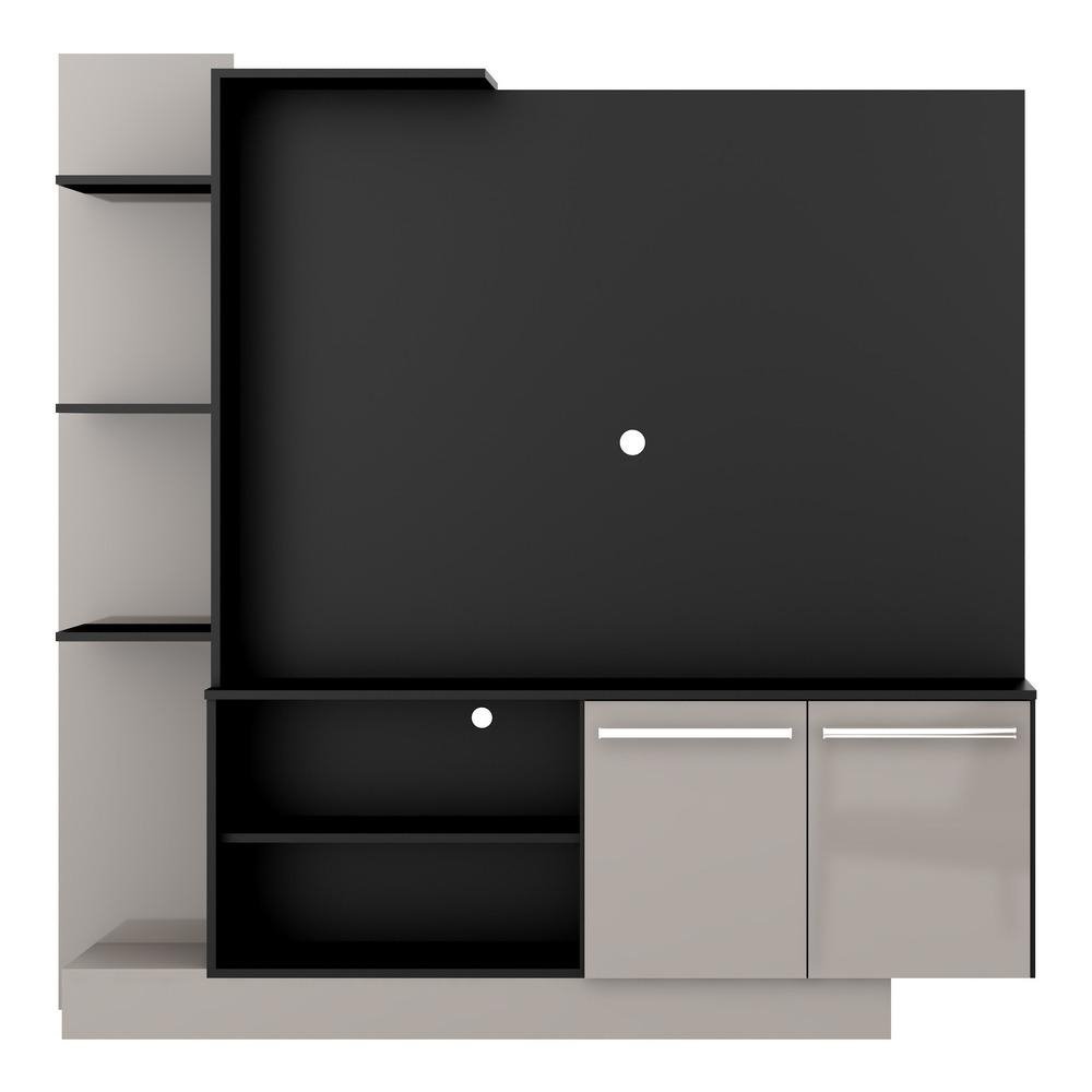 Estante com painel para TV ate 55 polegadas e 2 portas Porto Multimoveis Preto/Lacca Fume