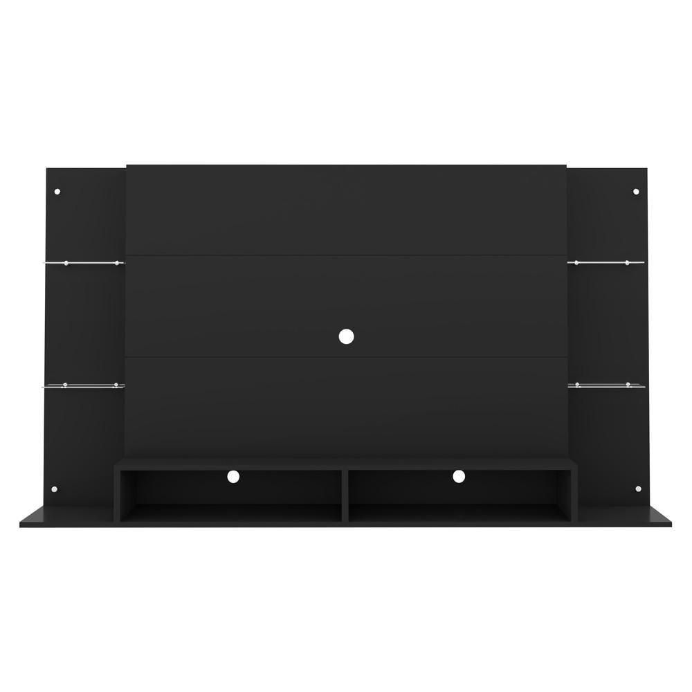 Painel para TV ate 60 polegadas com prateleiras de vidro Braga Multimoveis Preto