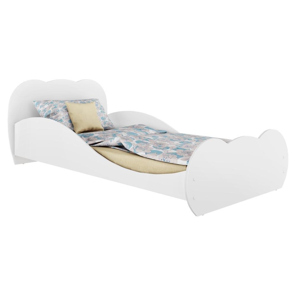 Cama Solteiro para colchao 88 x 188 cm 100% MDF Nuvem Multimoveis Branca