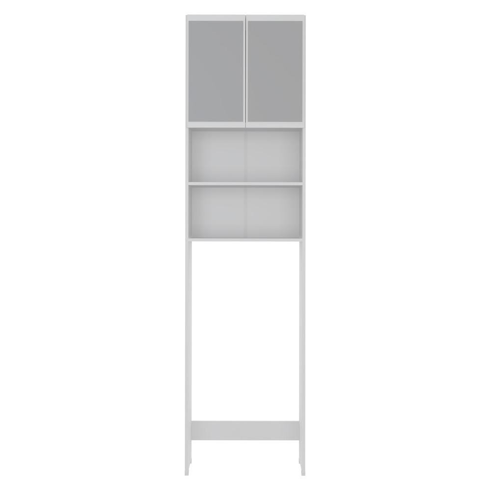 Armario Banheiro p/ Vaso Sanitario com 2 portas e espelho Aspen Plus Multimoveis Branco