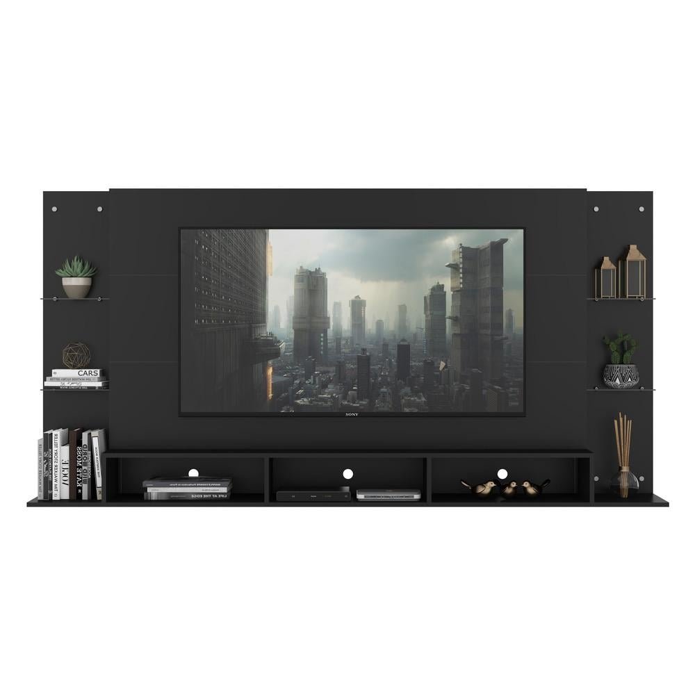 Painel para TV ate 65 polegadas com prateleiras de vidro Braga Plus Multimoveis Branco