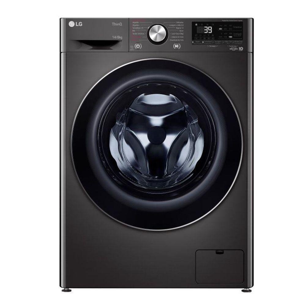 Lava e Seca Smart LG VC2 14kg Aco Escovado Preto com Inteligencia Artificial AIDDTM CV9014