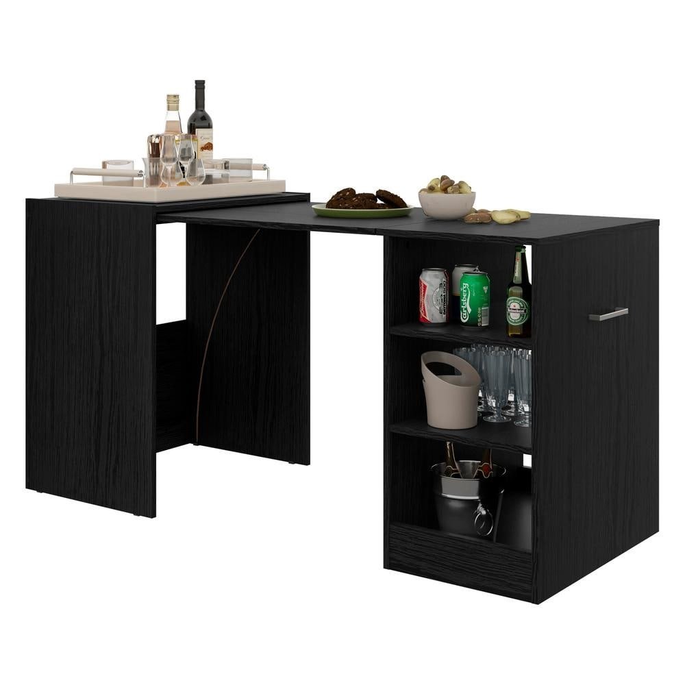 Aparador Bar com Mesa Dobravel Ibiza Multimoveis Preto