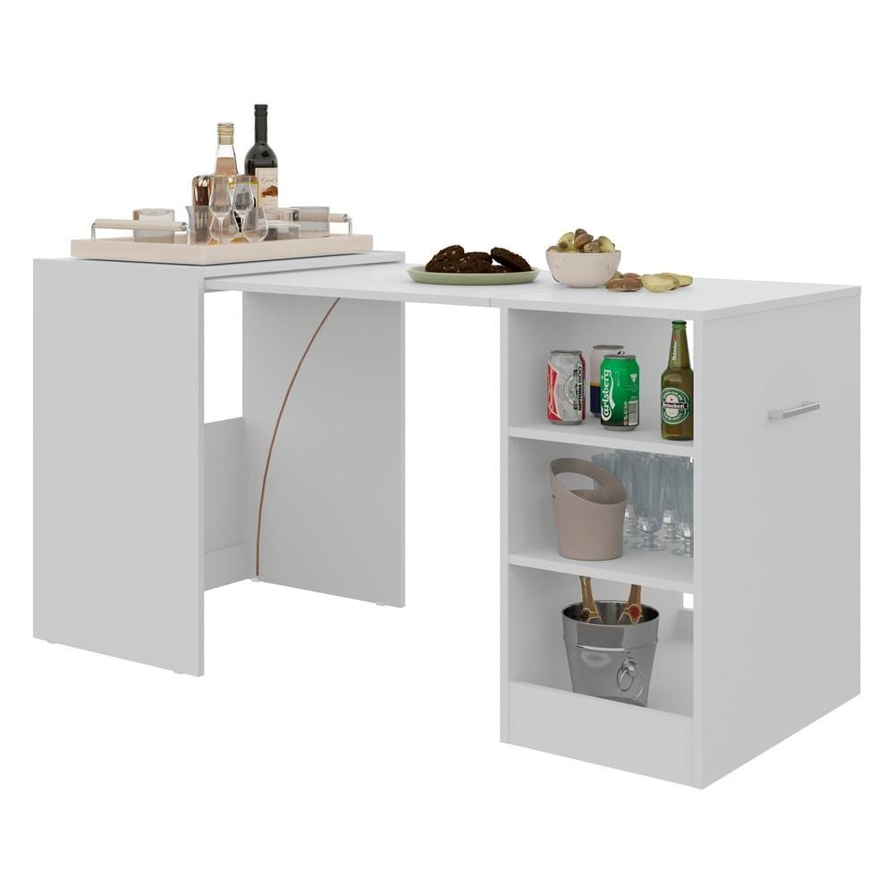 Aparador Bar com Mesa Dobravel Ibiza Multimoveis Branco