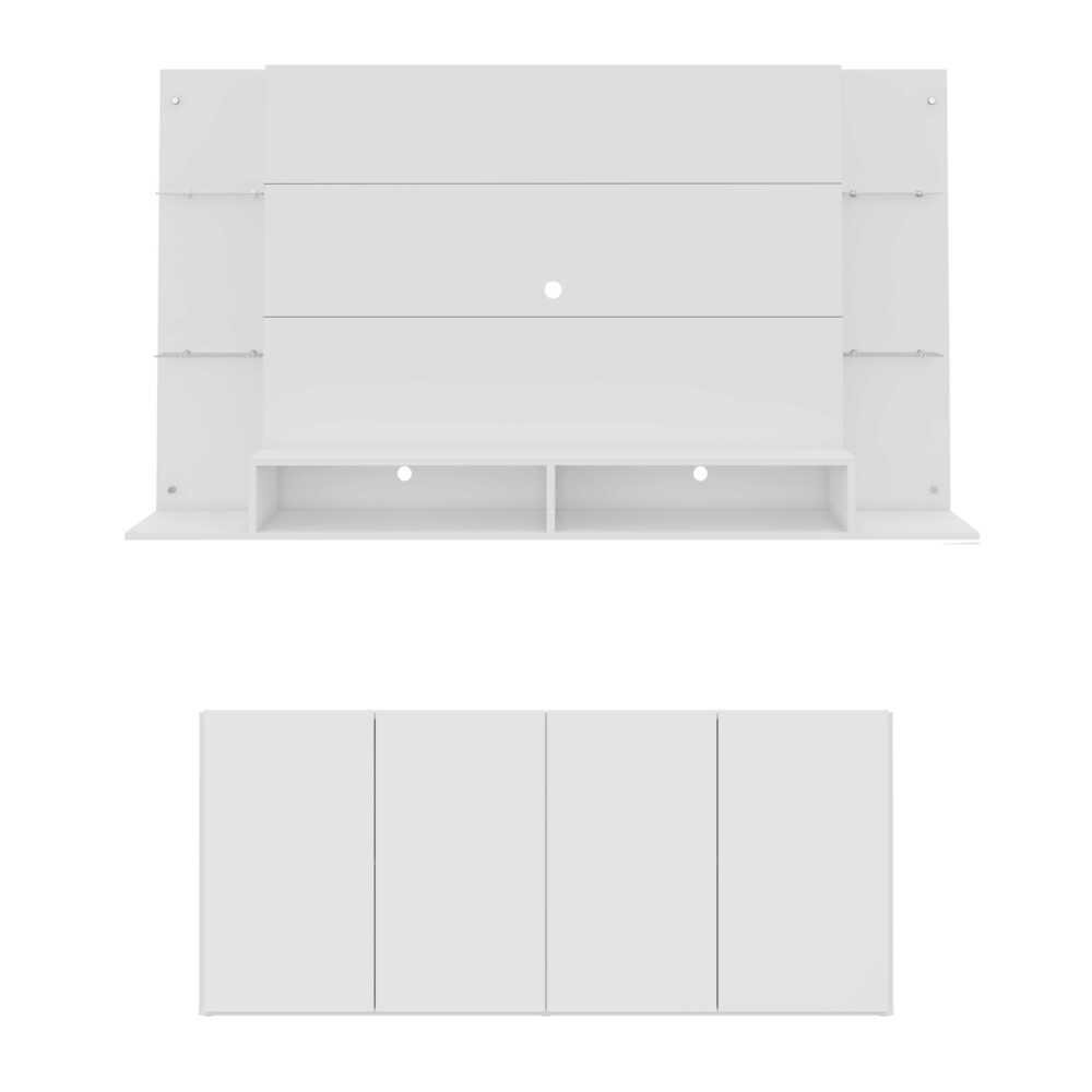 Conjunto Sala de Estar Painel TV 60" e Aparador Helena Multimoveis Branco