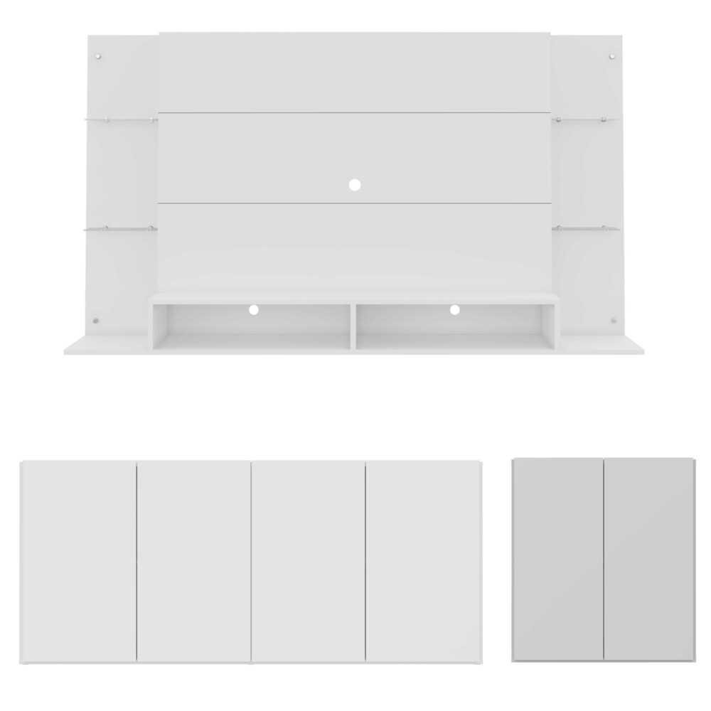 Conjunto Sala de Estar Painel TV 60" e 2 Aparadores Olivia Multimoveis Branco