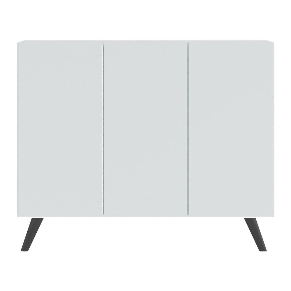 Aparador Buffet 3 Portas Retro Veneza Multimoveis MP1009 Branco/Preto