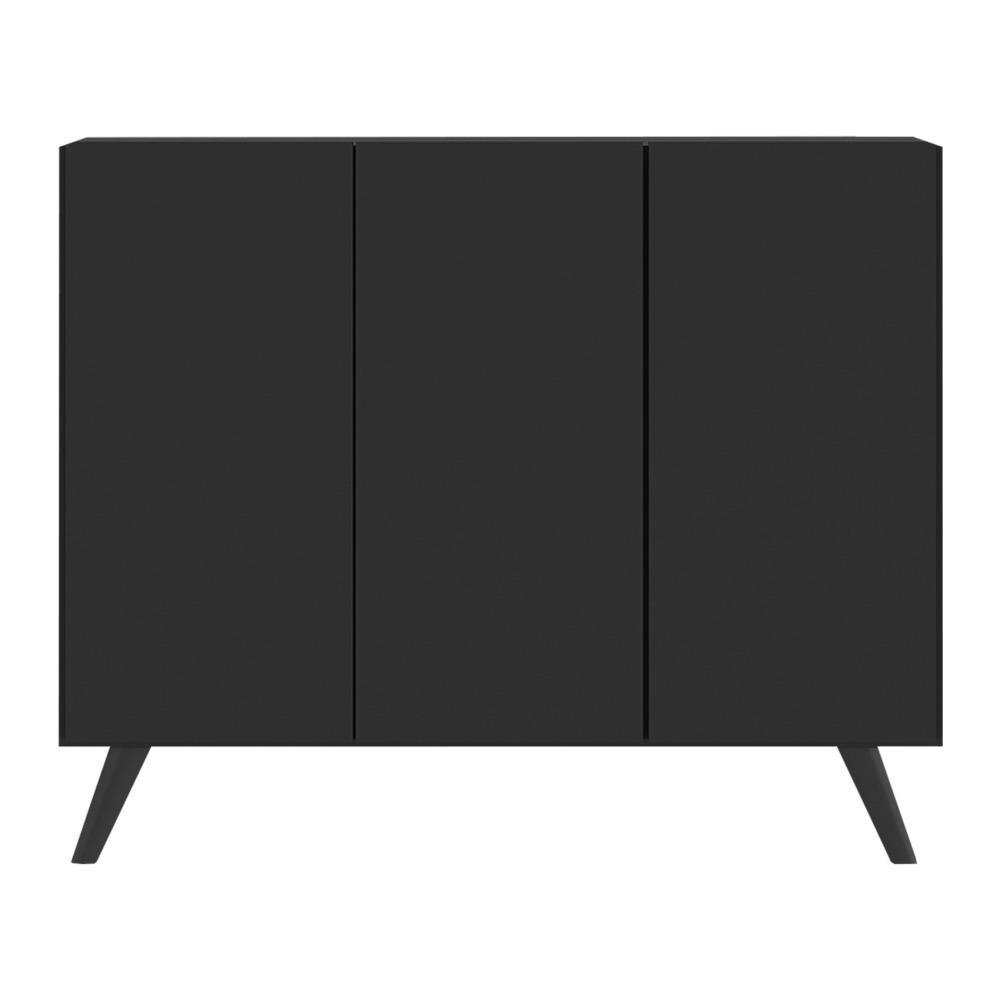 Aparador Buffet 3 Portas Retro Veneza Multimoveis MP1009 Preto