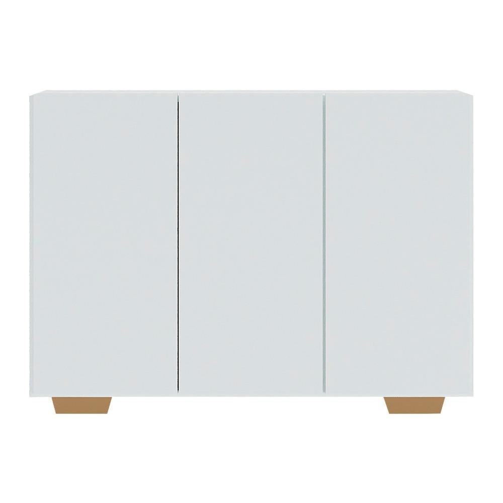 Aparador Buffet 3 Portas com Pes Quadrados Veneza Multimoveis MP1010 Branco/Natural