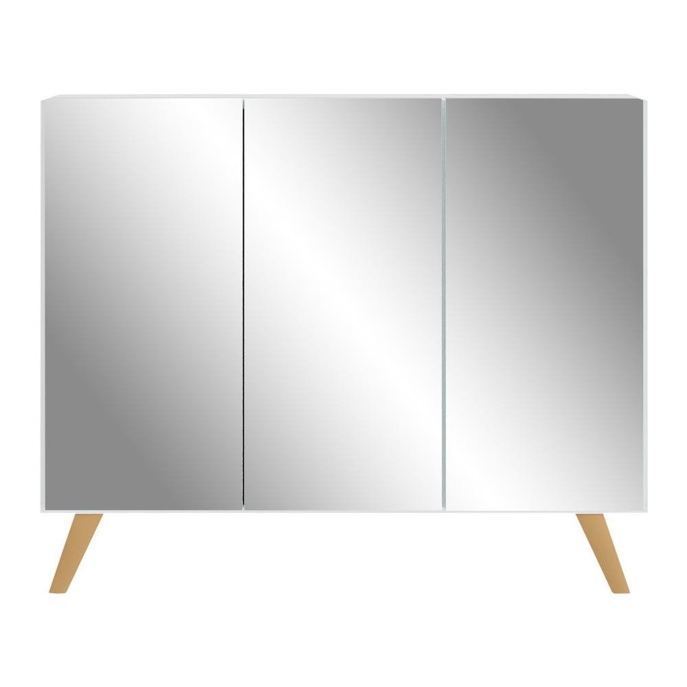 Aparador Buffet 3 Portas com Espelho Retro Vegas Multimoveis MP1013 Branco/Natural