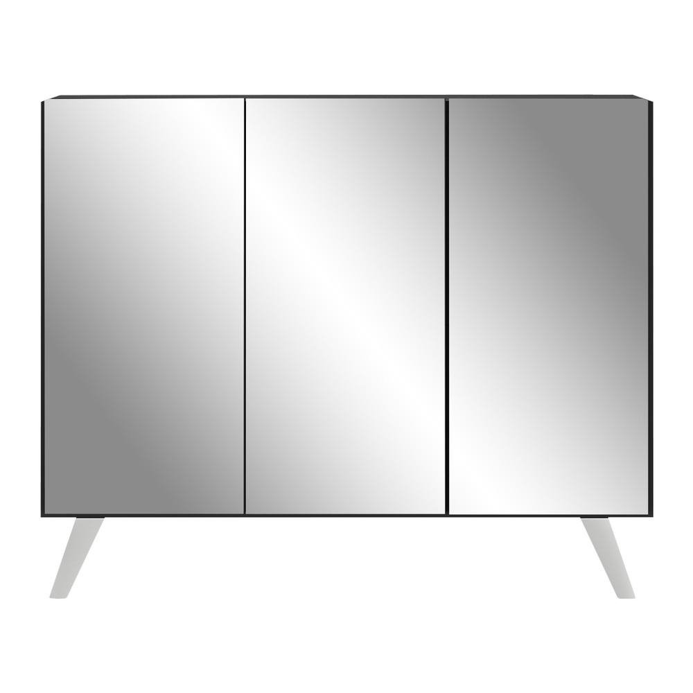 Aparador Buffet 3 Portas com Espelho Retro Vegas Multimoveis MP1013 Preto/Branco