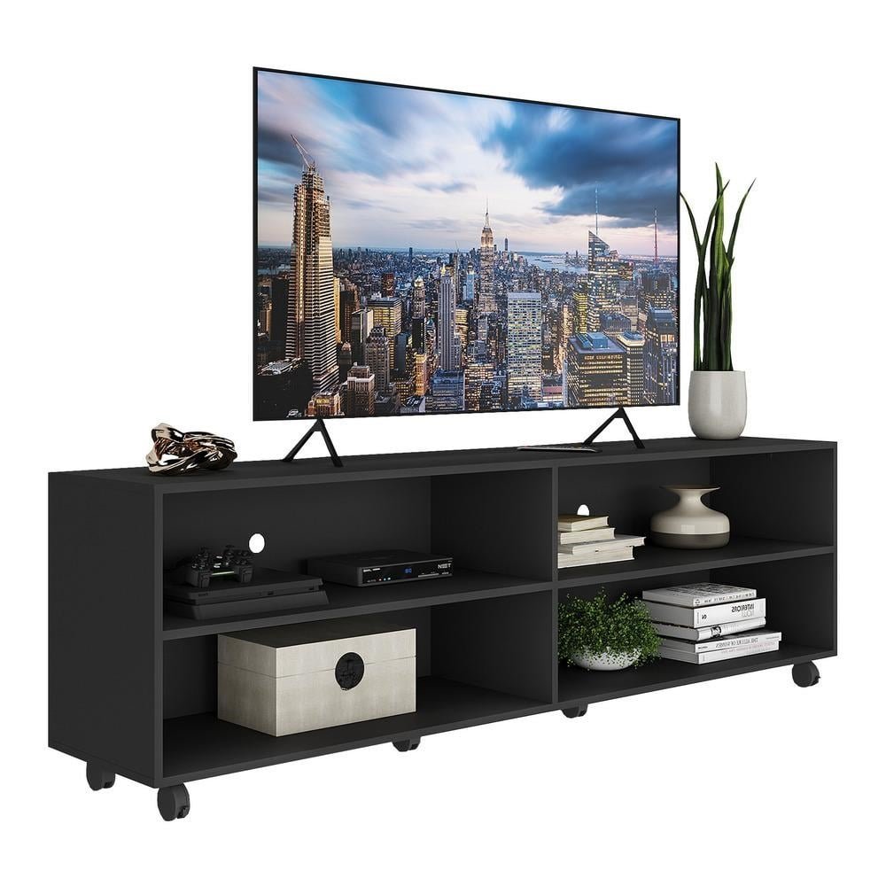 Rack para TV 75" com Rodizios Jazz Multimoveis MP1015 Preto