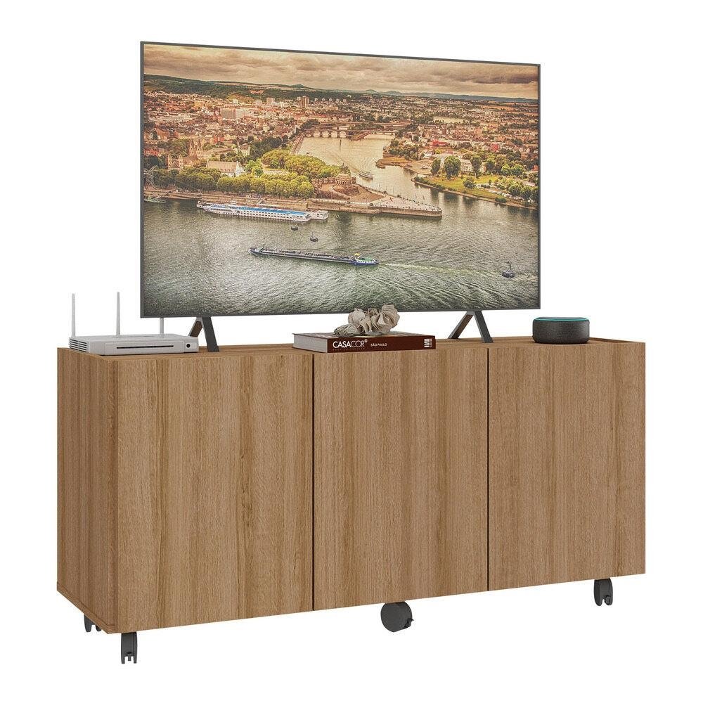 Rack para TV ate 32 Polegadas com 3 Portas e Rodizios Multimoveis MP1065