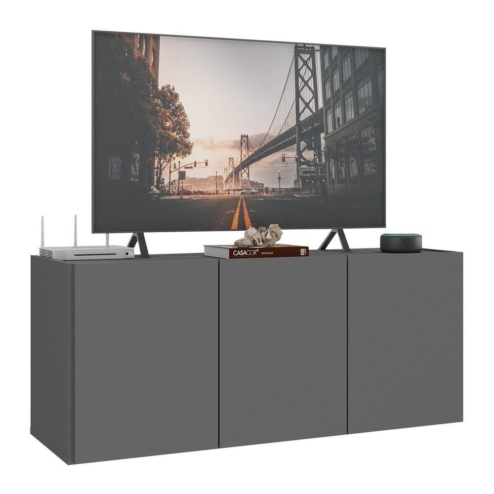 Rack para TV ate 32 Polegadas com 3 Portas Suspenso Multimoveis MP1066