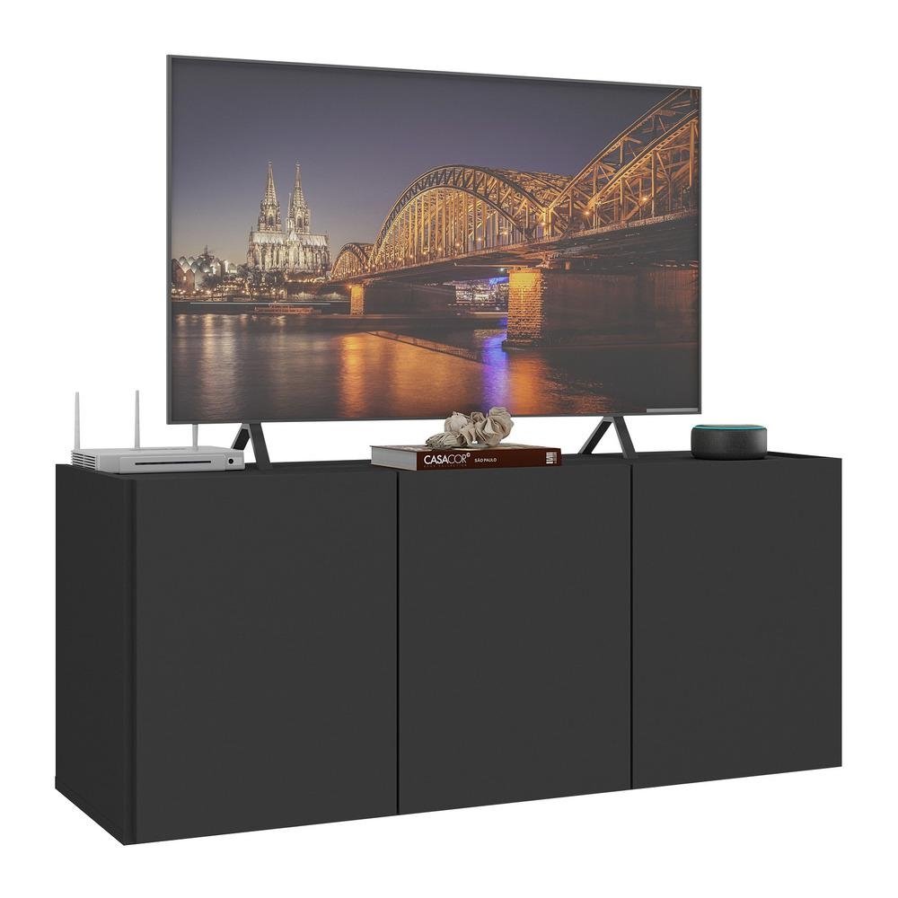 Rack para TV ate 32 Polegadas com 3 Portas Suspenso Multimoveis MP1066