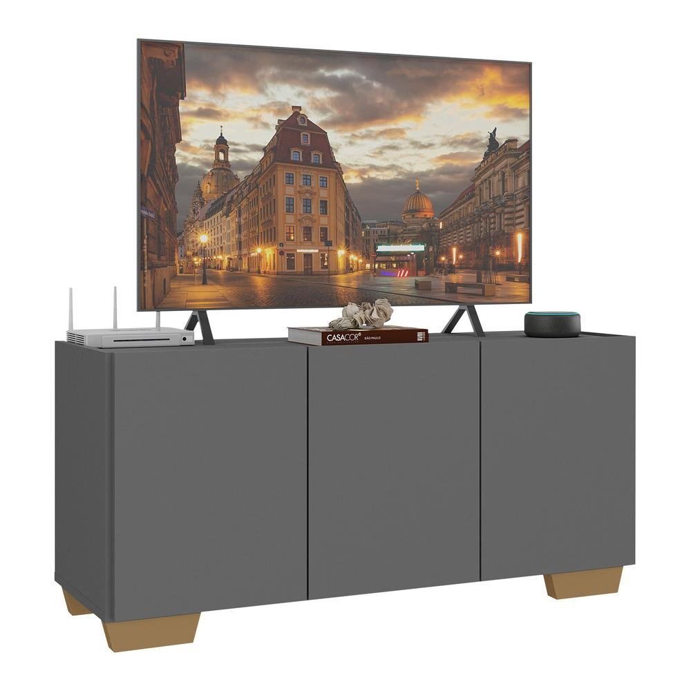 Rack para TV ate 32 Polegadas com 3 Portas Multimoveis MP1068