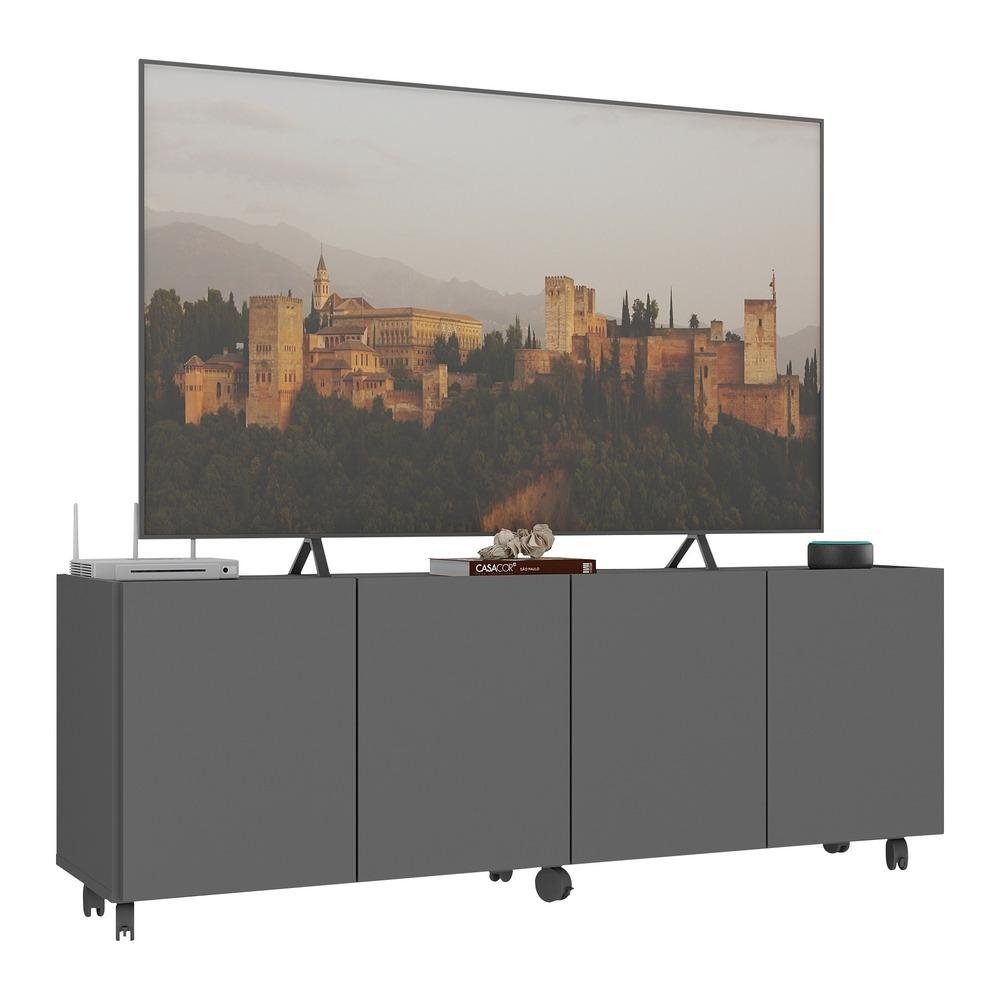 Rack para TV ate 50 Polegadas com 4 Portas e Rodizios Multimoveis MP1069