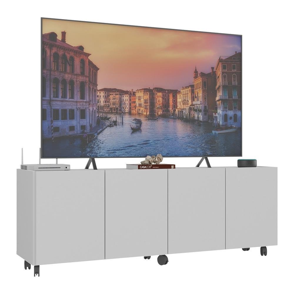 Rack para TV ate 50 Polegadas com 4 Portas e Rodizios Multimoveis MP1069