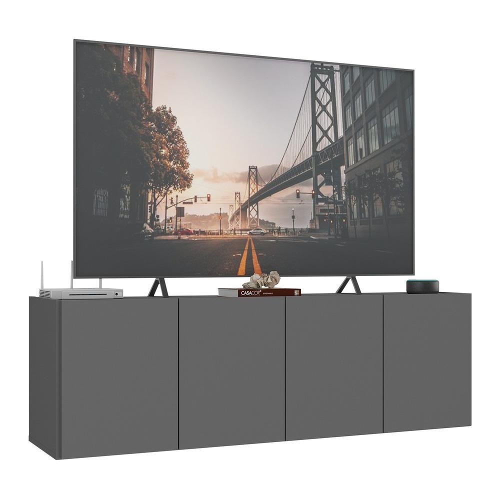 Rack para TV ate 50 Polegadas com 4 Portas Suspenso Multimoveis MP1070
