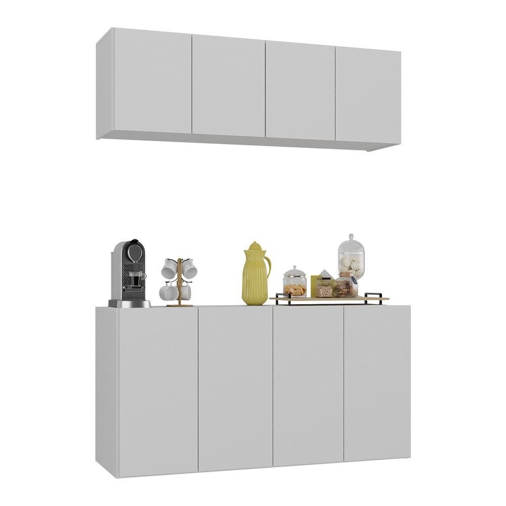 Kit Aparador Buffet com Armario Aereo 4 Portas Cantinho do Cafe Multimoveis MP1074
