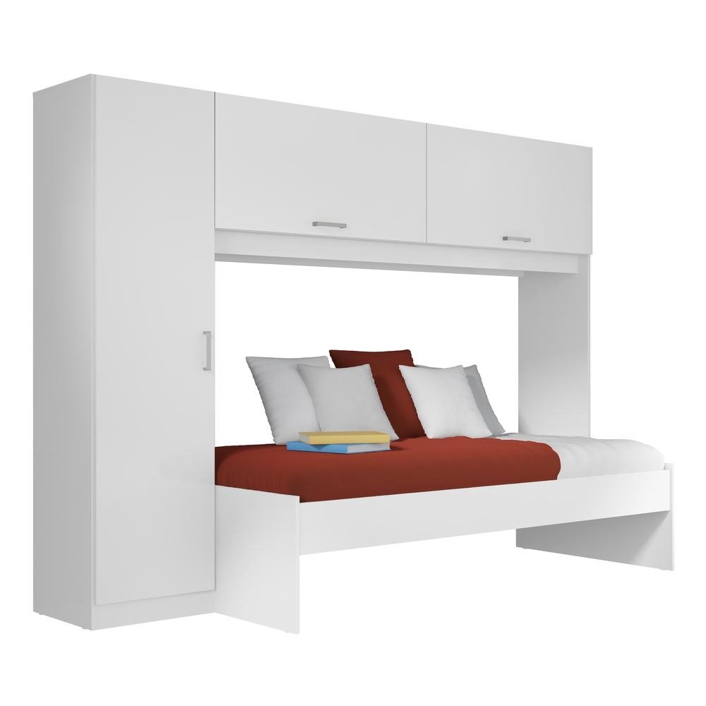 Cama Solteiro com Colchao Incluso e Guarda-Roupas/Roupeiro Multimoveis Branca