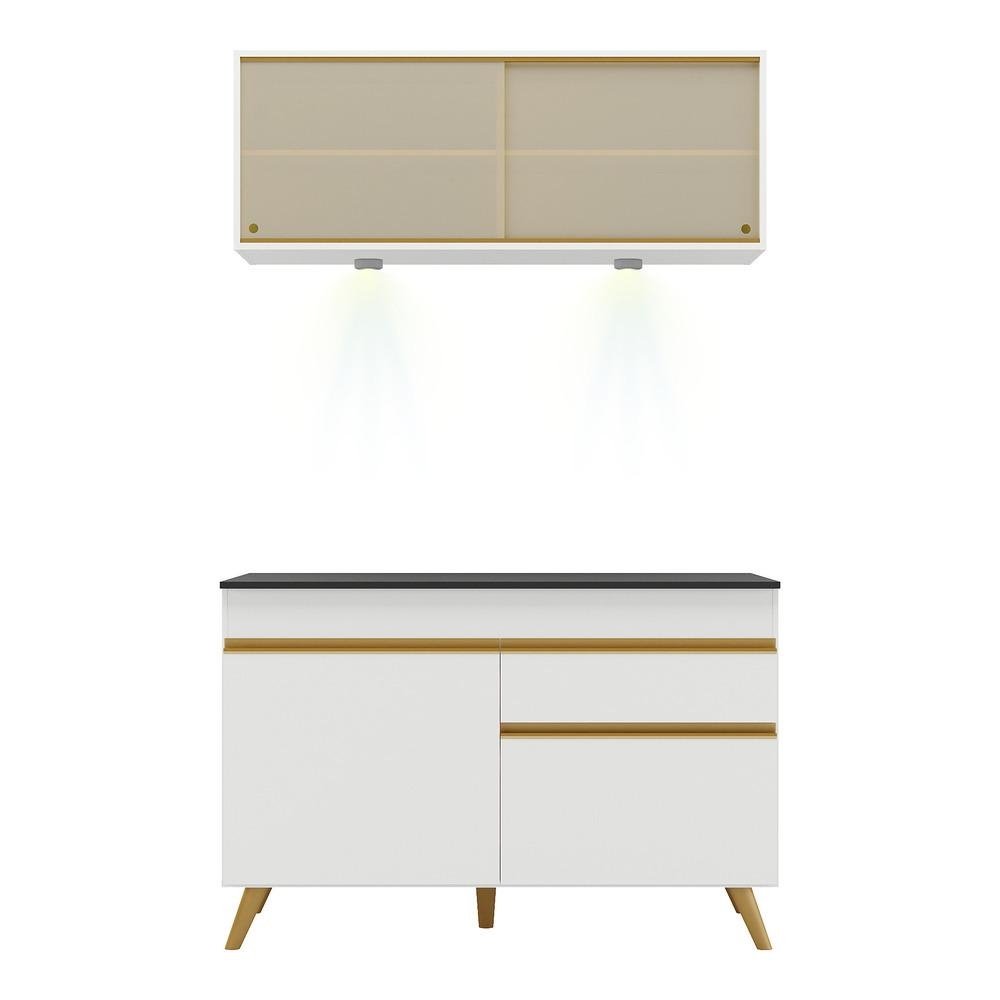 Armario de Cozinha Compacta 2 pecas com Leds MP2013 Veneza Up Multimoveis Branca