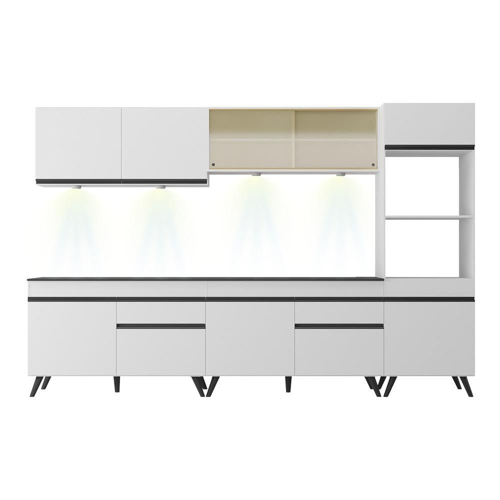 Armário de Cozinha Completa 5 peças com Leds MP2014.964 Veneza Up Multimóveis Branco