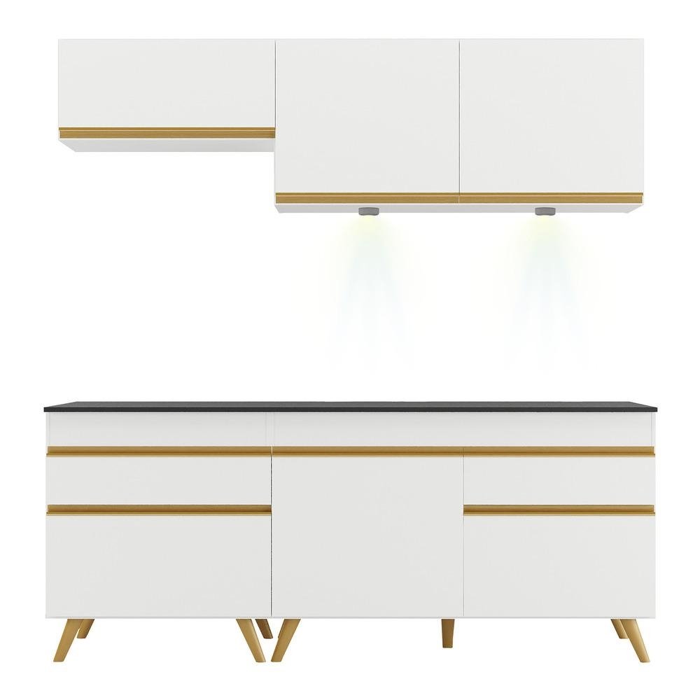 Armario de Cozinha Compacta 4 pecas com Leds MP2030 Veneza Up Multimoveis Branca