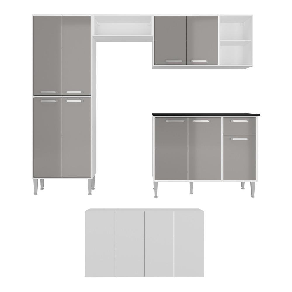 Armario de Cozinha Completa com Buffet/Aparador Siena Multimoveis MP2041 Branca/Lacca Fume