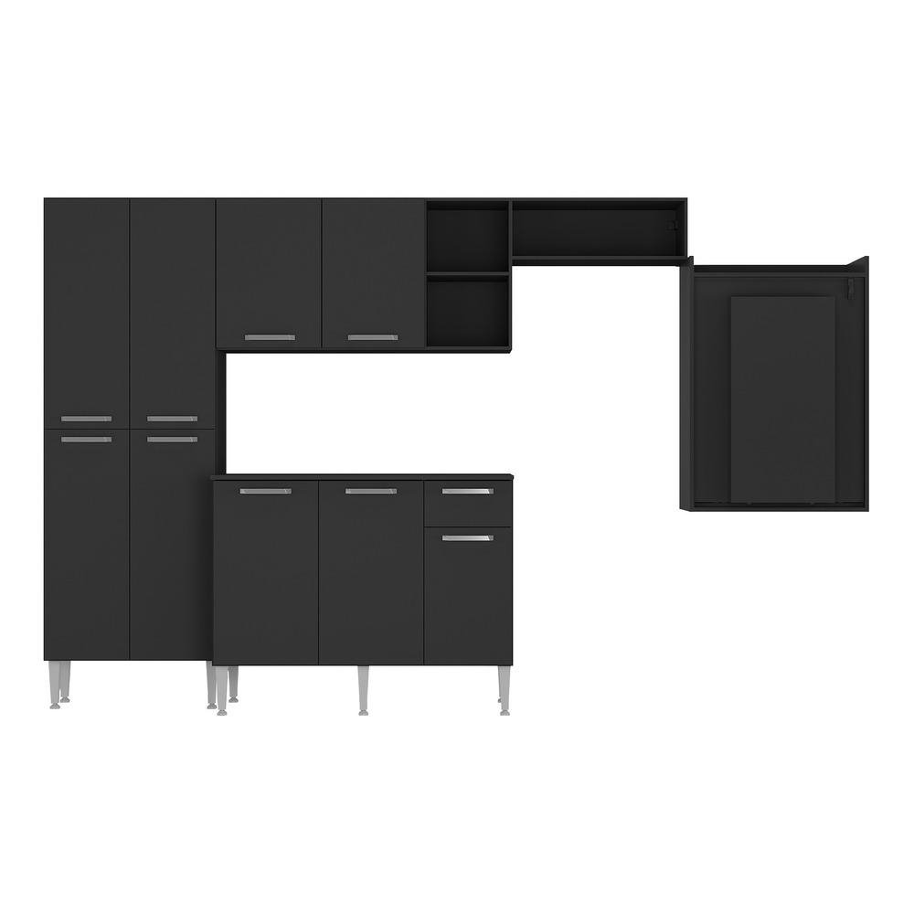 Armario de Cozinha Completa com Mesa Dobravel Paris Multimoveis MP2042 Preta