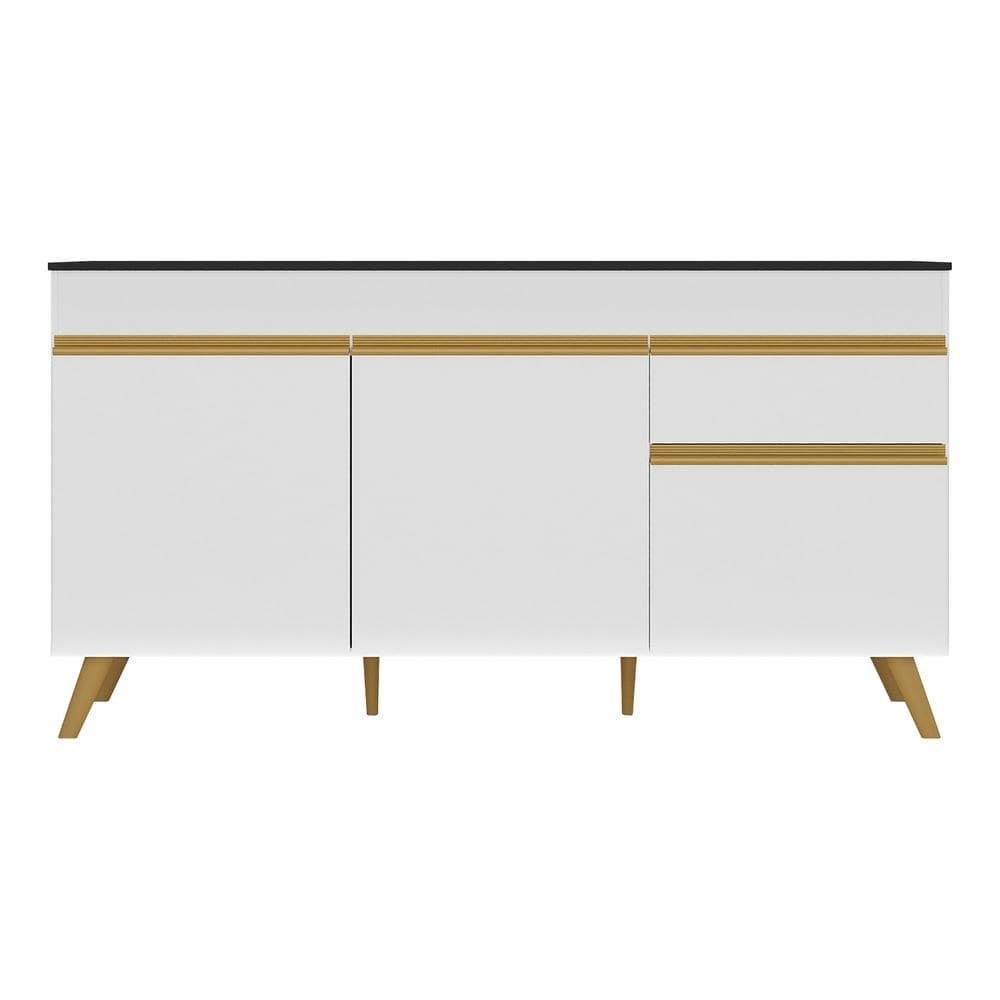 Balcao Cozinha Gabinete Pia 150 cm 3 Portas 1 Gaveta Veneza GW Multimoveis MP2072 Branco