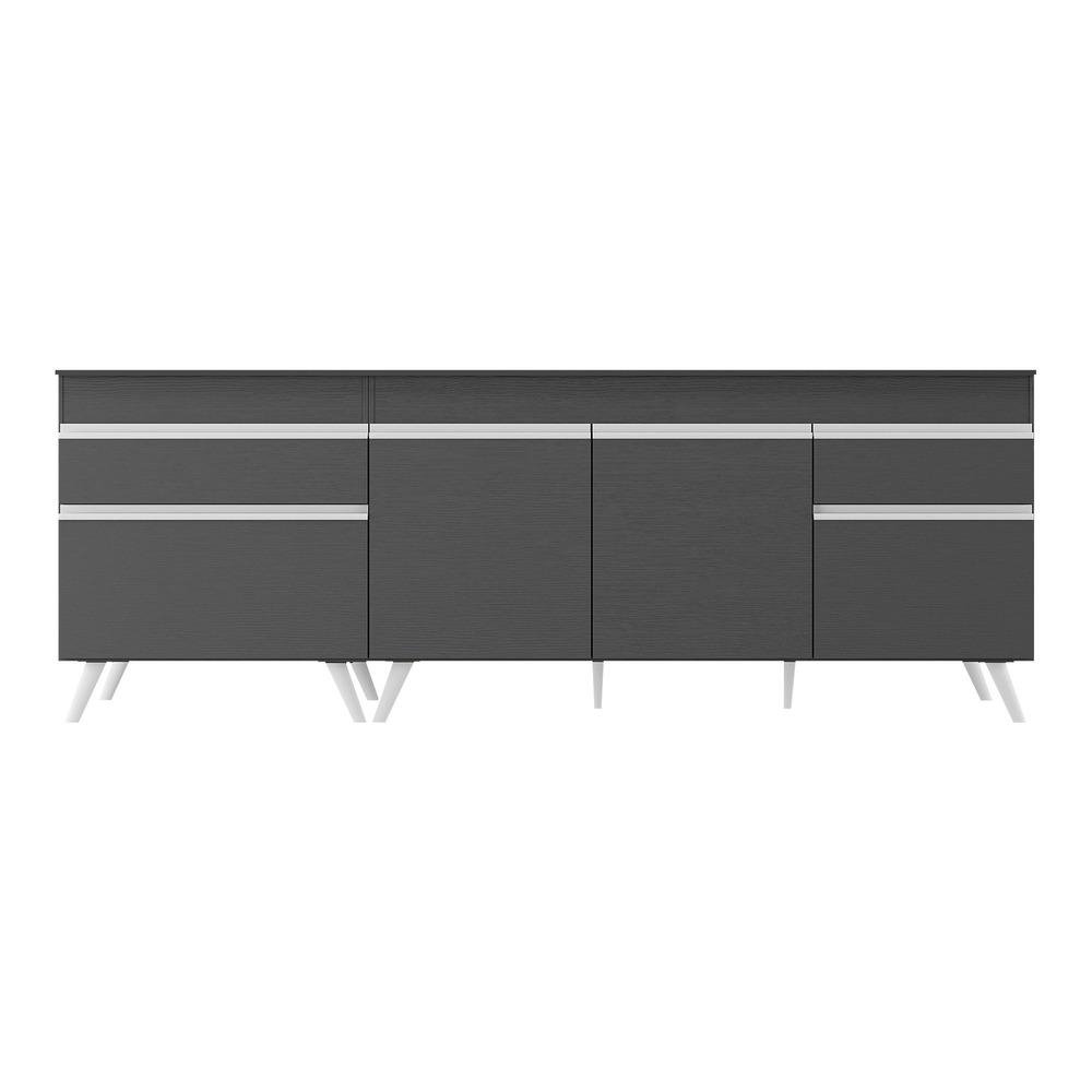 Kit 2 Balcoes Gabinete Pia 150 cm e Cooktop 70 cm Veneza Multimoveis MP2073.898 Preto