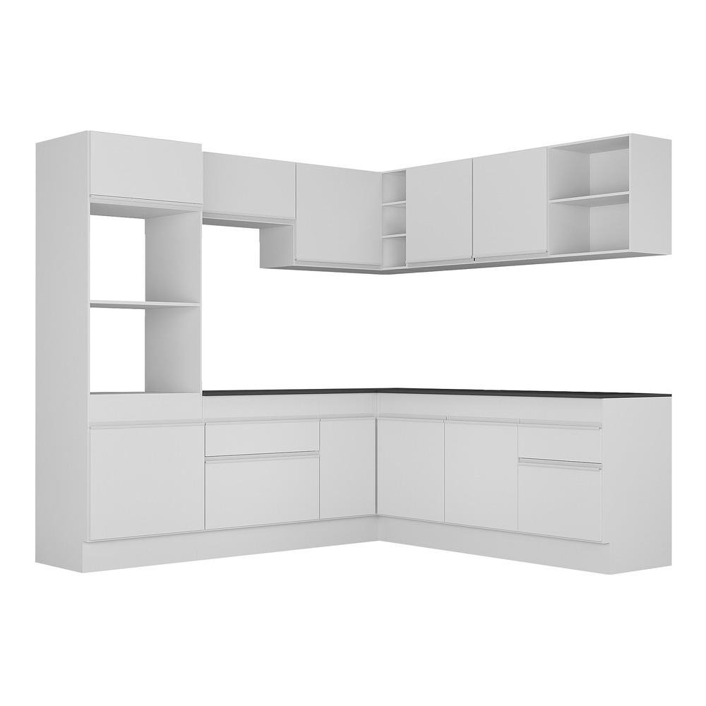 Armario de Cozinha Completa de Canto com Rodape Veneza Multimoveis MP2080.891 Branco