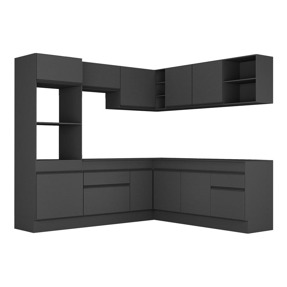 Armario de Cozinha Completa de Canto com Rodape Veneza Multimoveis MP2080.895 Preto