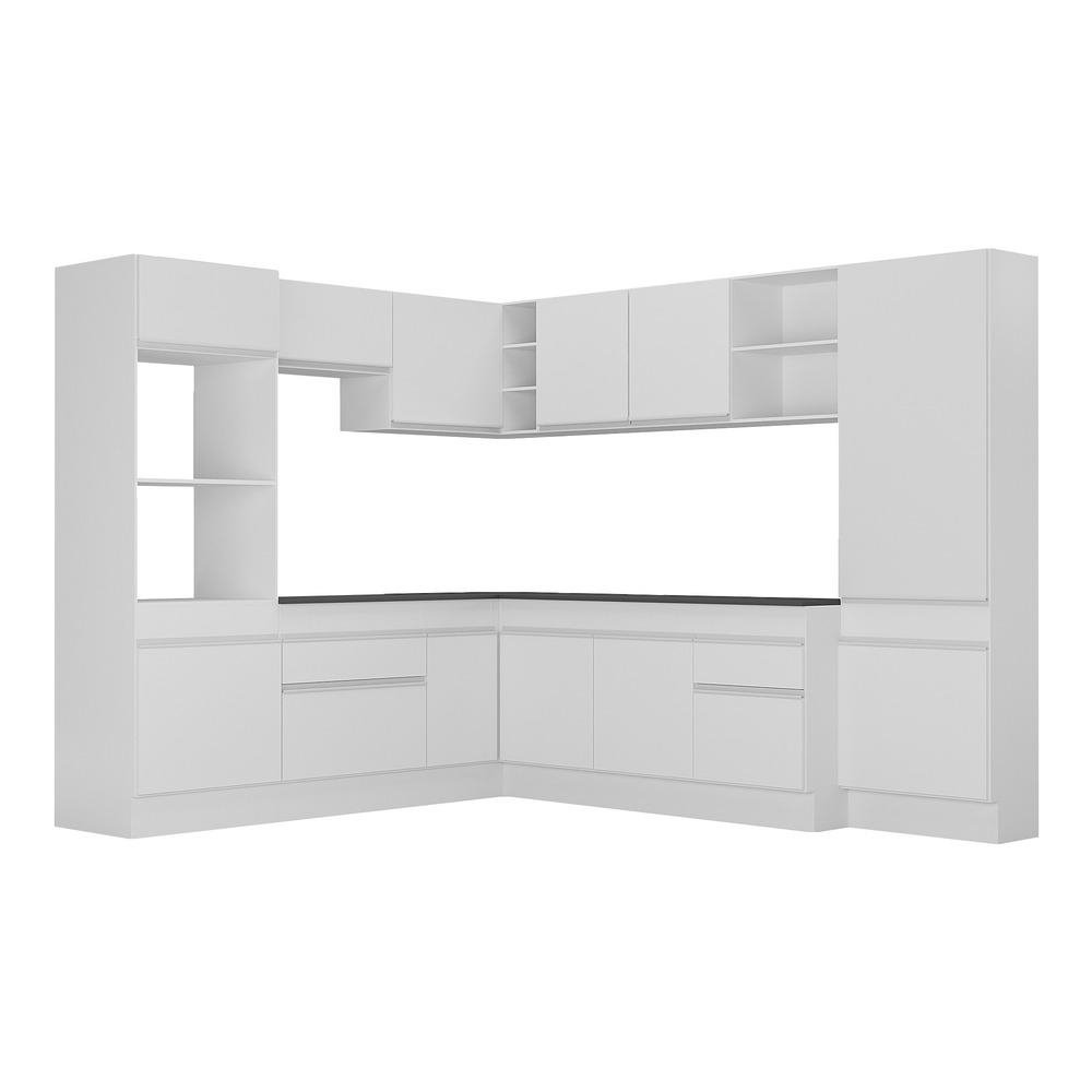 Armario de Cozinha Completa de Canto com Rodape Veneza Multimoveis MP2082.891 Branco