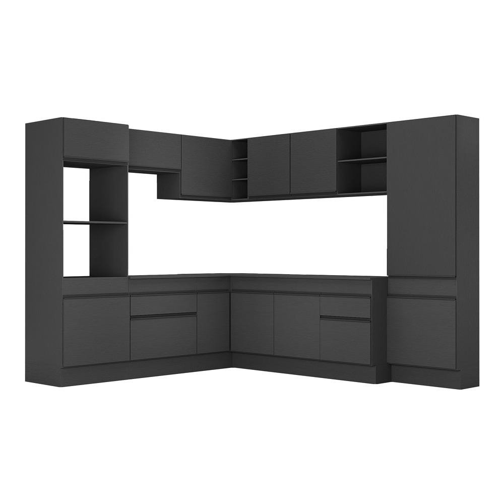 Armario de Cozinha Completa de Canto com Rodape Veneza Multimoveis MP2082.895 Preto
