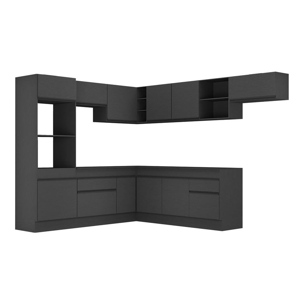 Armario de Cozinha Completa de Canto com Rodape Veneza Multimoveis MP2083.895 Preto