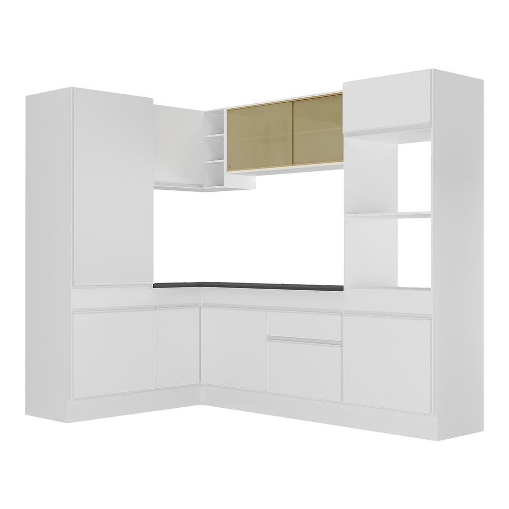 Armario de Cozinha Completa de Canto com Rodape Veneza Multimoveis MP2084.891 Branco