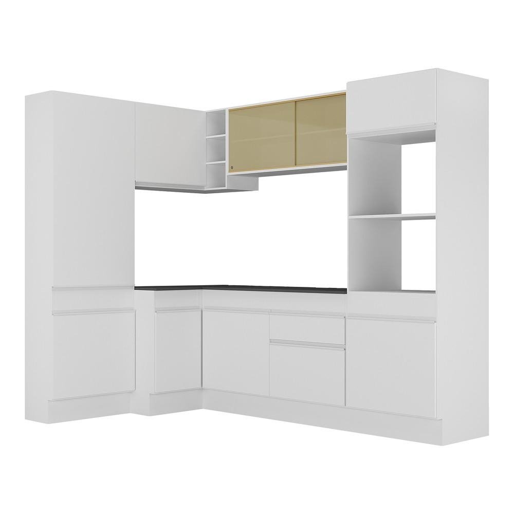 Armario de Cozinha Completa de Canto com Rodape Veneza Multimoveis MP2085.891 Branco
