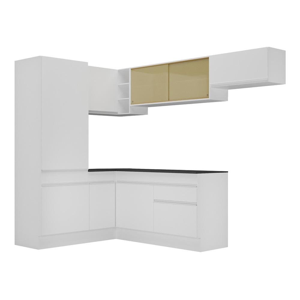 Armario de Cozinha Completa de Canto com Rodape Veneza Multimoveis MP2086.891 Branco