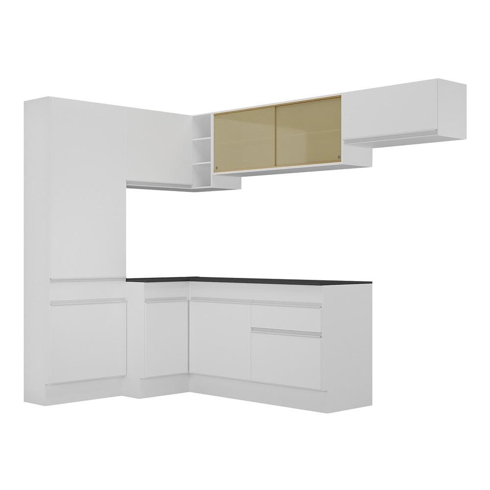 Armario de Cozinha Completa de Canto com Rodape Veneza Multimoveis MP2087.891 Branco
