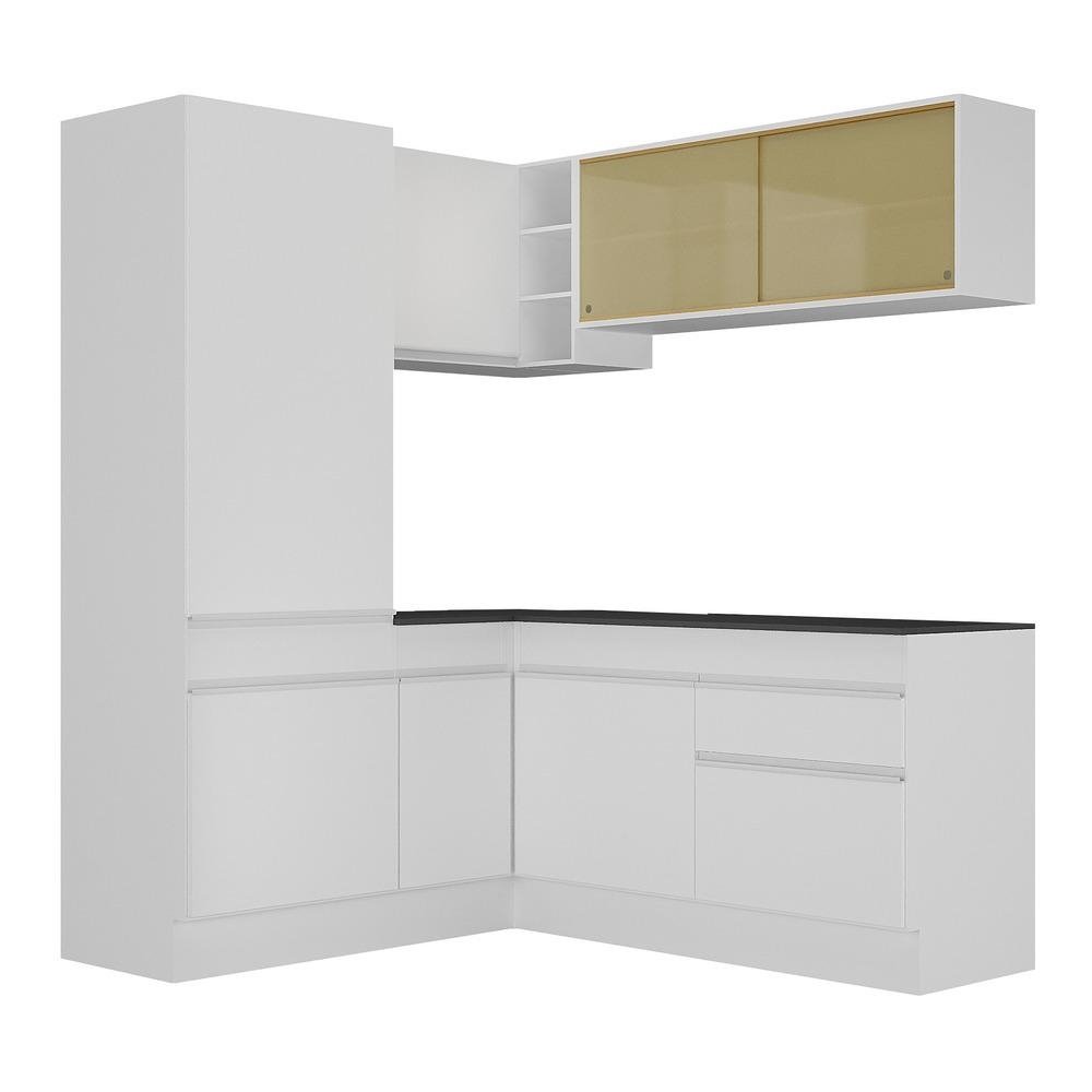Armario de Cozinha Completa de Canto com Rodape Veneza Multimoveis MP2088.891 Branco