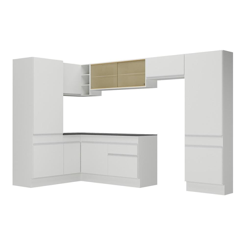 Armario de Cozinha Completa de Canto com Rodape Veneza Multimoveis MP2090.891 Branco