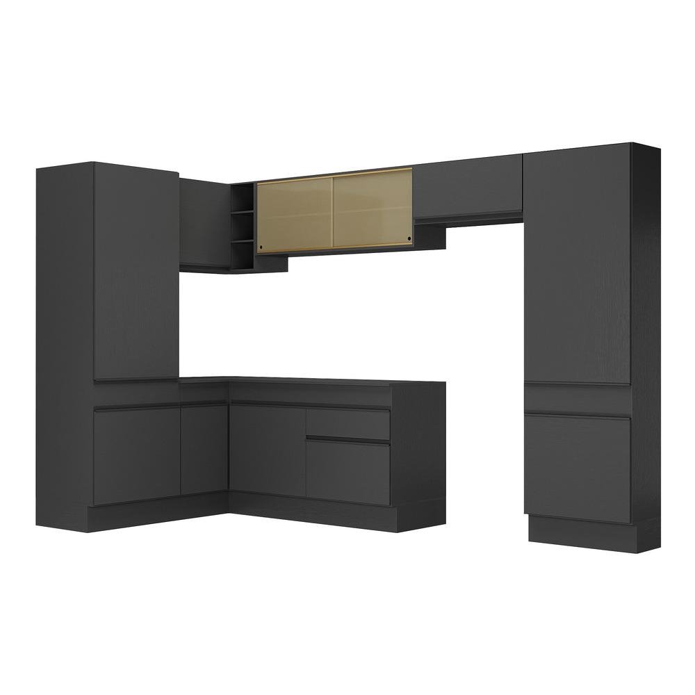 Armario de Cozinha Completa de Canto com Rodape Veneza Multimoveis MP2090.895 Preto