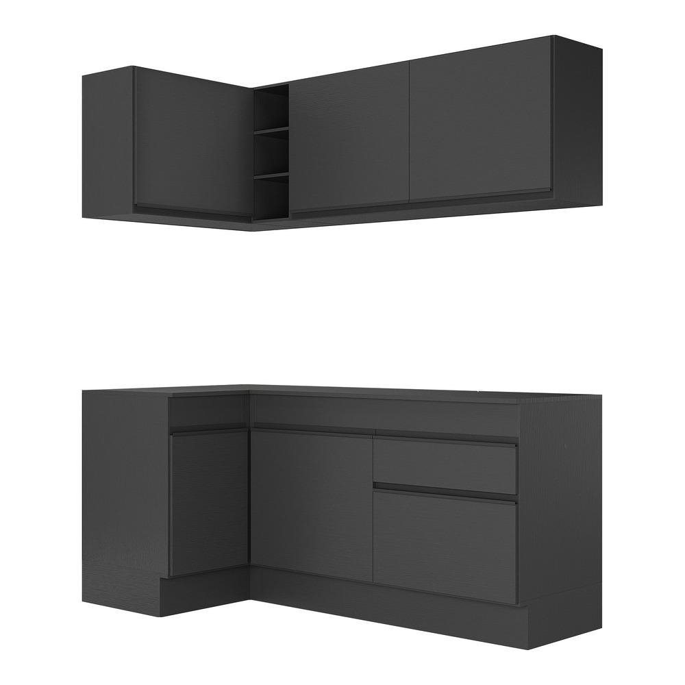 Armario de Cozinha Compacta de Canto com Rodape Veneza Multimoveis MP2092.895 Preto