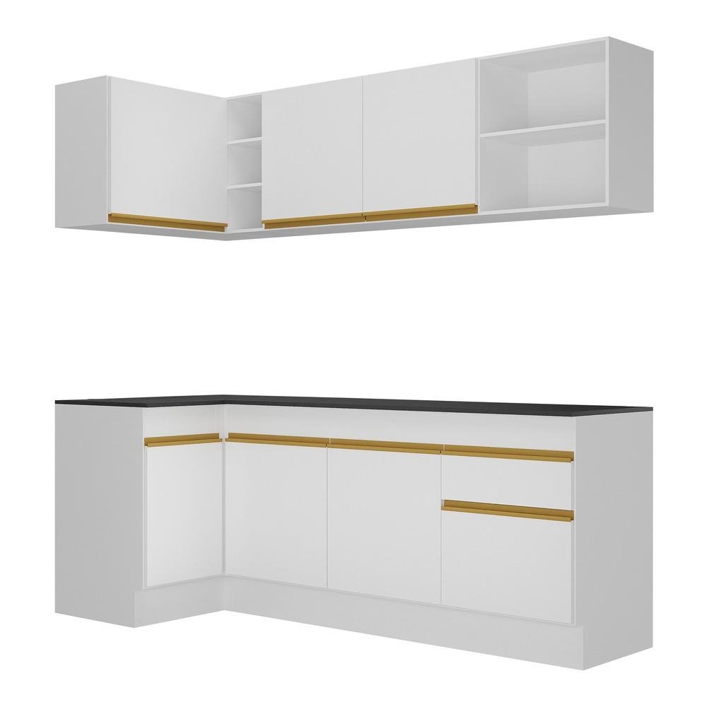 Armario de Cozinha Compacta de Canto com Rodape Veneza Multimoveis MP2093 Branca