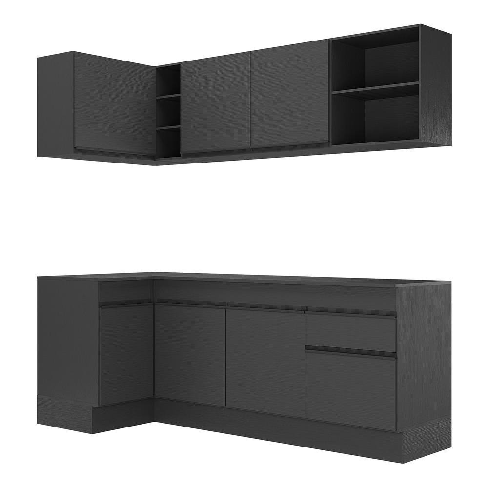 Armario de Cozinha Compacta de Canto com Rodape Veneza Multimoveis MP2093.895 Preto