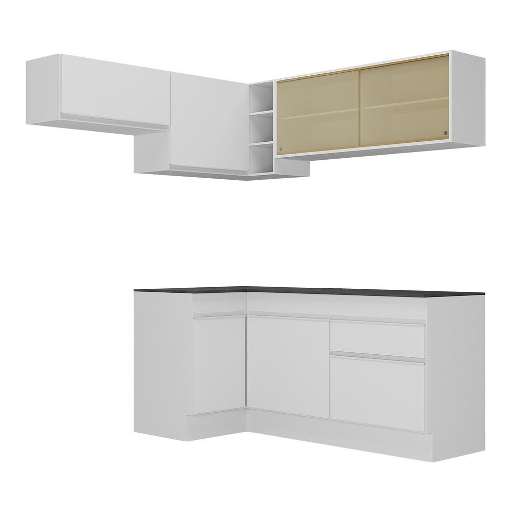 Armario de Cozinha Completa de Canto com Rodape Veneza Multimoveis MP2094.891 Branco