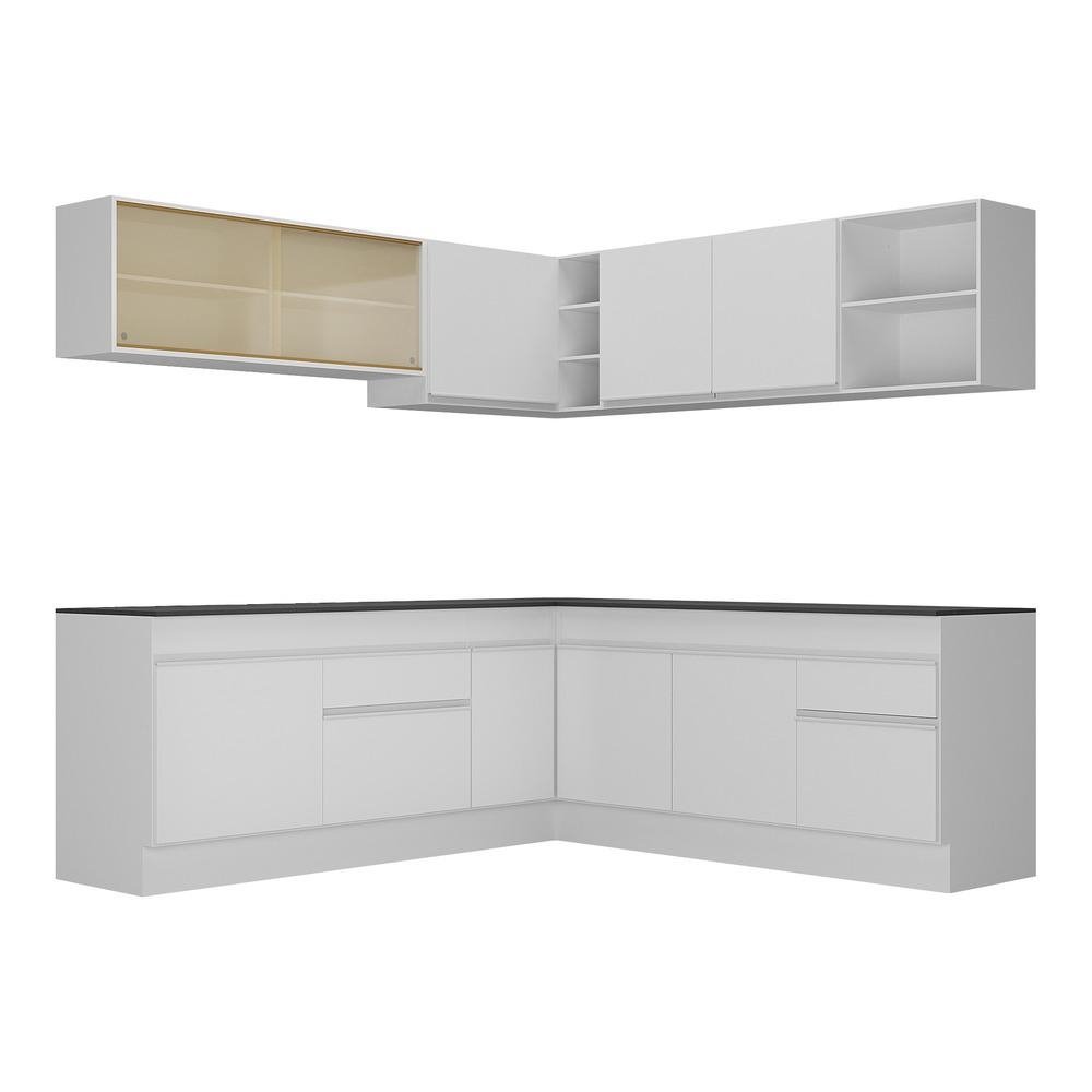 Armario de Cozinha Completa de Canto com Rodape Veneza Multimoveis MP2096.891 Branco