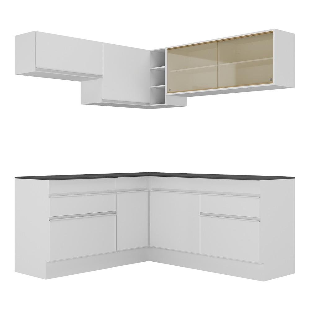 Armario de Cozinha Completa de Canto com Rodape Veneza Multimoveis MP2097.891 Branco